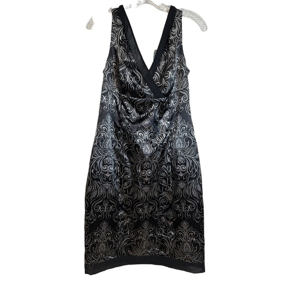 Jones Black & Silver V-Neck Black Trim Dress Size 12 - Picture 2 of 12